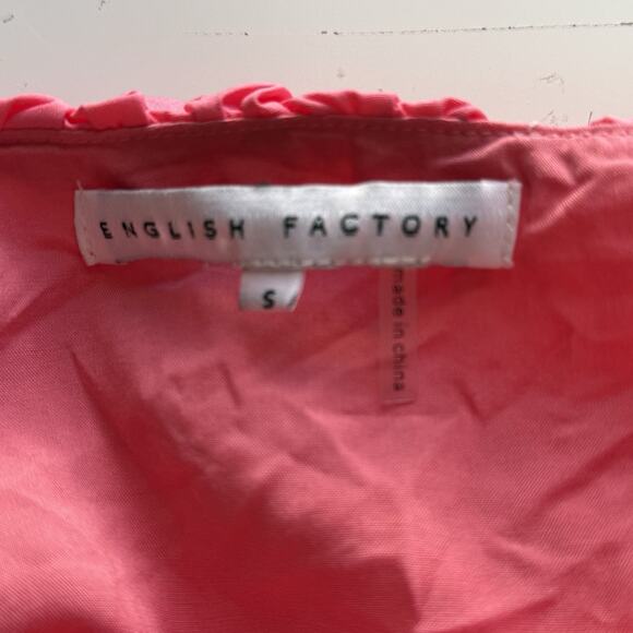 English Factory Maxi Dress Small Pink V-Neck Sleeveless Tiered Barbie Preppy - Picture 4 of 5